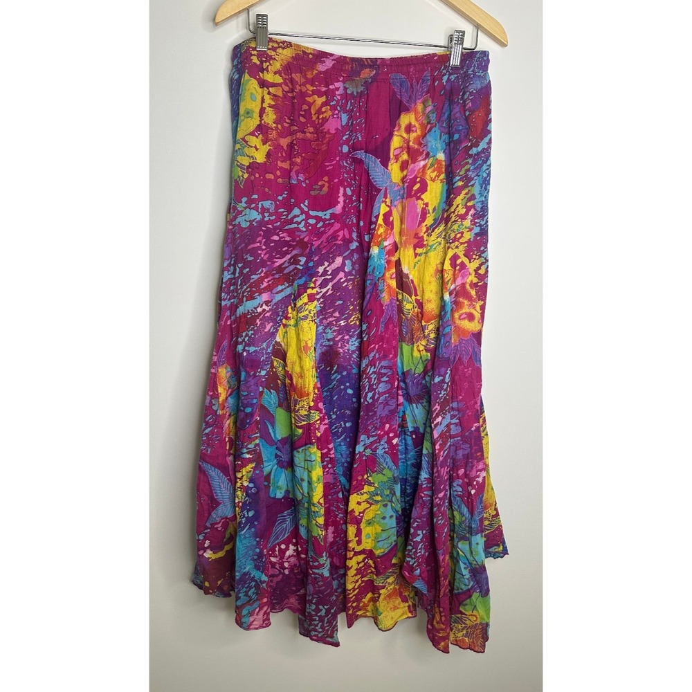 CAITE Maxi Cotton Lined Boho Abstract Maxi Skirt Large Festival Gypsy Beachy - Picture 10 of 12